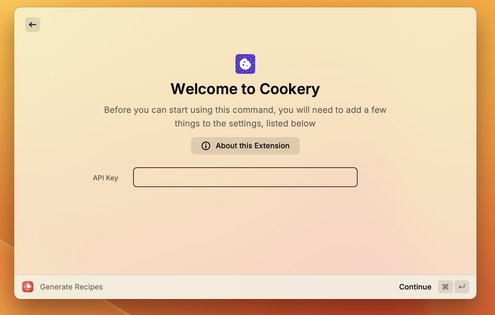 API key prompt